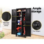 Gardeon Outdoor Storage Cabinet Box 173cm Lockable Cupboard Sheds Garage Adjustable Black - Image 7