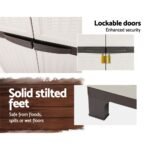 Gardeon Outdoor Storage Cabinet Box 173cm Lockable Cupboard Sheds Adjustable Rattan Beige - Image 8