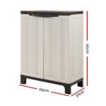 Gardeon Outdoor Storage Cabinet Box 92cm Lockable Cupboard Sheds Garage Adjustable Beige - Image 4