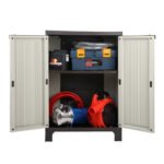 Gardeon Outdoor Storage Cabinet Box 92cm Lockable Cupboard Sheds Garage Adjustable Beige - Image 5