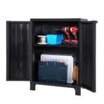 Gardeon Outdoor Storage Cabinet Box 92cm Lockable Cupboard Sheds Garage Adjustable Black - Image 3
