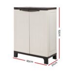Gardeon Outdoor Storage Cabinet Box 92cm Lockable Cupboard Sheds Adjustable Rattan Beige - Image 4