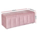 Artiss Storage Ottoman Blanket Box 103cm Velvet Pink - Image 2
