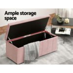 Artiss Storage Ottoman Blanket Box 103cm Velvet Pink - Image 5