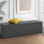 Artiss Storage Ottoman Blanket Box 140cm Linen Dark Grey - Image 7