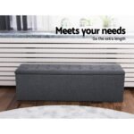 Artiss Storage Ottoman Blanket Box 140cm Linen Dark Grey - Image 3