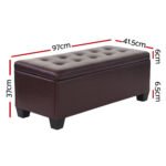 Artiss Storage Ottoman Blanket Box 97cm Leather Brown - Image 2