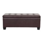 Artiss Storage Ottoman Blanket Box 97cm Leather Brown - Image 3