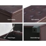 Artiss Storage Ottoman Blanket Box 97cm Leather Brown - Image 4
