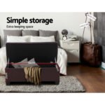 Artiss Storage Ottoman Blanket Box 97cm Leather Brown - Image 5