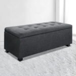 Artiss Storage Ottoman Blanket Box 97cm Linen Charcoal - Image 7