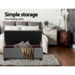 Artiss Storage Ottoman Blanket Box 97cm Linen Grey - Image 6