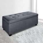 Artiss Storage Ottoman Blanket Box 97cm Linen Grey - Image 7