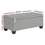 Artiss Storage Ottoman Blanket Box 97cm Linen Light Grey - Image 2