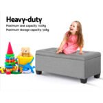 Artiss Storage Ottoman Blanket Box 97cm Linen Light Grey - Image 4