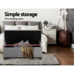 Artiss Storage Ottoman Blanket Box 97cm Linen Light Grey - Image 6