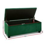 Artiss Storage Ottoman Blanket Box 97cm Velvet Green - Image 2