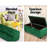 Artiss Storage Ottoman Blanket Box 97cm Velvet Green - Image 5