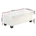 Artiss Storage Ottoman Blanket Box 97cm Leather White - Image 2