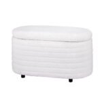 Artiss Storage Ottoman Blanket Box 87cm Boucle Fabric Oval - Image 7