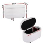 Artiss Storage Ottoman Blanket Box 87cm Boucle Fabric Oval - Image 2