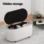 Artiss Storage Ottoman Blanket Box 87cm Boucle Fabric Oval - Image 5