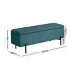 Artiss Storage Ottoman Blanket Box 140cm Velvet Green - Image 2