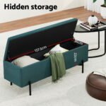 Artiss Storage Ottoman Blanket Box 140cm Velvet Green - Image 5