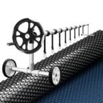 Aqua Buddy Pool Cover 600 Micron 11x4.8m w/ Roller 5.55m Swimming Pools Black Solar Blanket