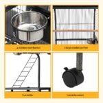 i.Pet Bird Cage Large Cages 155cm Parrot Aviary Stand-Alone Budgie Wheels Castor - Image 6