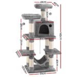i.Pet Cat Tree 145cm Tower Scratching Post Trees Scratcher Condo House Light Grey - Image 2
