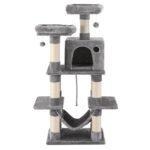 i.Pet Cat Tree 145cm Tower Scratching Post Trees Scratcher Condo House Light Grey - Image 3