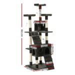 i.Pet Cat Tree 180cm Tower Scratching Post Scratcher Wood Condo House Toys Grey - Image 2