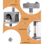 i.Pet Cat Tree Tower Scratching Post Scratcher 161cm Condo House Trees Grey - Image 4
