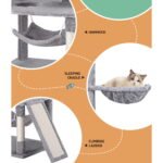 i.Pet Cat Tree Tower Scratching Post Scratcher 161cm Condo House Trees Grey - Image 5