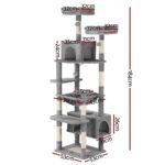 i.Pet Cat Tree 184cm Tower Scratching Post Trees Scratcher Condo House Light Grey - Image 2