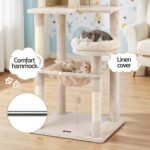 i.Pet Cat Tree 143cm Tower Scratching Post Trees Scratcher Condo House Beige - Image 5