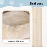 i.Pet Cat Tree 143cm Tower Scratching Post Trees Scratcher Condo House Beige - Image 6