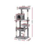 i.Pet Cat Tree Tower Scratching Post Scratcher 143cm Condo House Trees Grey - Image 2