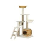 i.Pet Cat Tree 138cm Tower Scratching Post Scratcher Wood Bed Condo House Rattan Ladder - Image 7