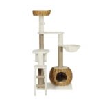 i.Pet Cat Tree 138cm Tower Scratching Post Scratcher Wood Bed Condo House Rattan Ladder - Image 3