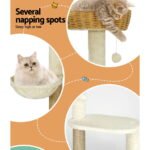 i.Pet Cat Tree 138cm Tower Scratching Post Scratcher Wood Bed Condo House Rattan Ladder - Image 5
