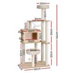 i.Pet Cat Tree Tower Scratching Post Scratcher 142cm Wood Bed Condo House - Image 2