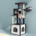 i.Pet Cat Tree Tower Scratching Post Scratcher 144cm Wood Bed Condo House Cabinet - Image 7