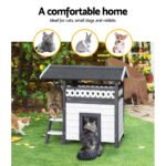i.Pet Outdoor Cat House Shelter 77cm x 50cm x 73cm Rabbit Hutch Wooden Condo Small Outdoor Cat House - Image 4