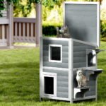 i.Pet Outdoor Cat House Shelter 56cm x 52cm x 82cm Rabbit Hutch Wooden Condo Small Outdoor Cat House - Image 7