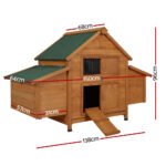 i.Pet Chicken Coop Rabbit Hutch 150cm x 68cm x 96cm Large Chicken Coop House Run Cage Wooden - Image 2