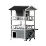 i.Pet Outdoor Cat House Shelter 72cm x 72cm x 127cm Rabbit Hutch Wooden Condo Small Outdoor Cat House