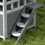 i.Pet Outdoor Cat House Shelter 72cm x 72cm x 127cm Rabbit Hutch Wooden Condo Small Outdoor Cat House - Image 4