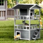 i.Pet Outdoor Cat House Shelter 72cm x 72cm x 127cm Rabbit Hutch Wooden Condo Small Outdoor Cat House - Image 7